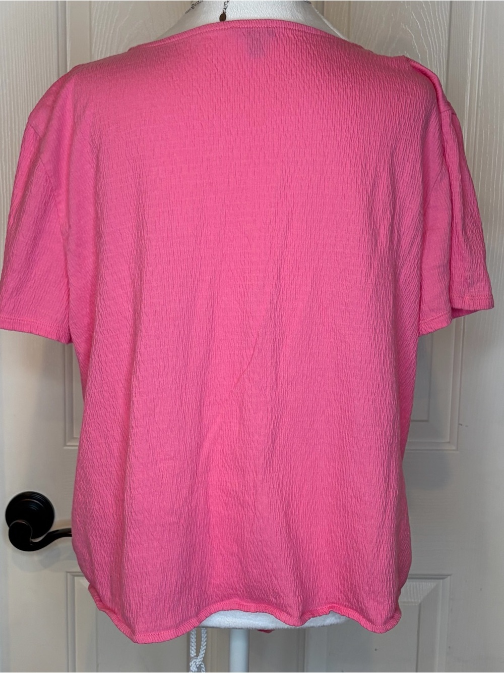 Talbots Hot Pink Button-Front Tie-Hem Blouse - Picture 3 of 7